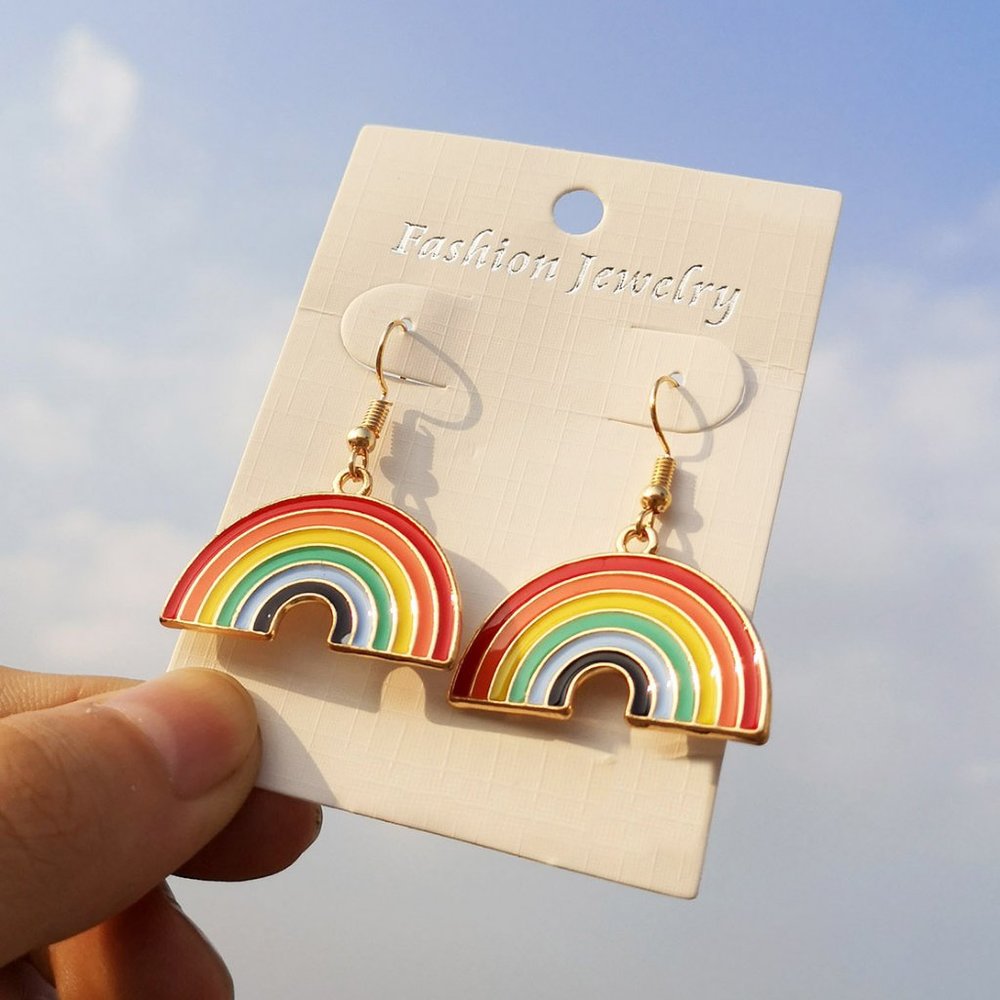 New Classic Charm Dangle Cute Rainbow Earrings - Picture 5 of 14